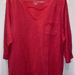 Lane Bryant Top Womens Plus 18/20 Pink V Neck 3/4 Sleeve Tee Casual